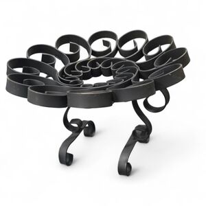 Vintage Spanish Revival Wrought Iron Scroll Stand | Candle or Plant Holder | 5"